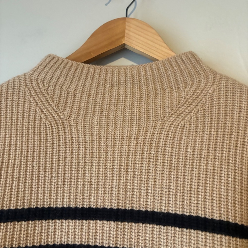 Rails Claudia Stripe Funnel Neck Sweater Camel Ebony Wool‎ Cashmere Small - Picture 8 of 8
